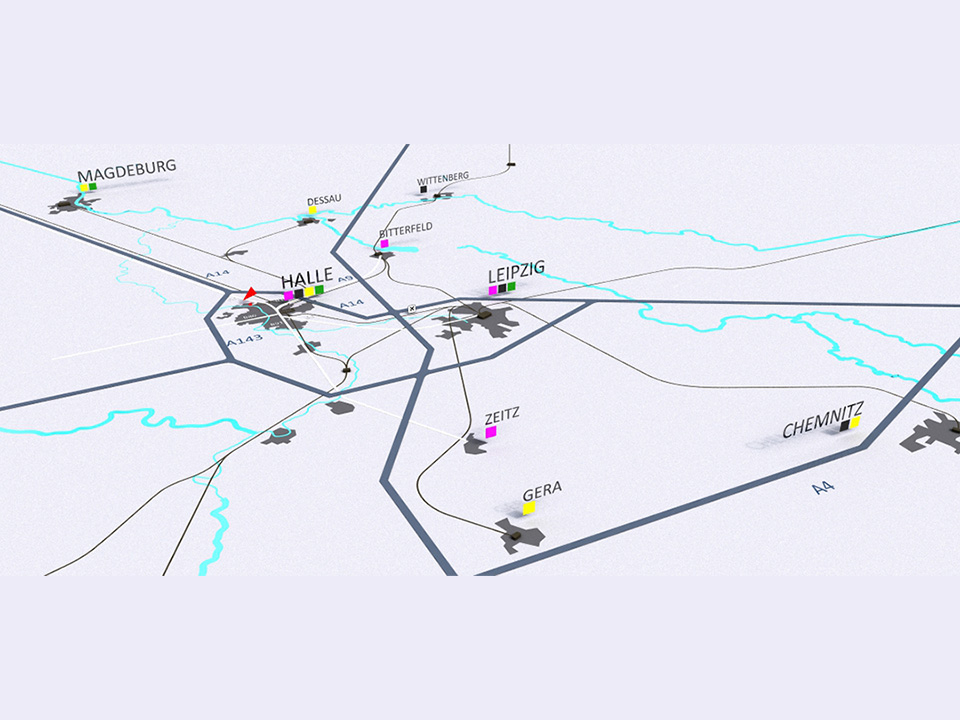 Karte von Mitteldeutschland.